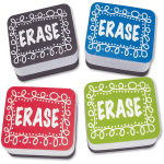 Ashley Chalk Design Mini Whiteboard Erasers, 2in x 1.25in, Multicolor, Pack Of 10