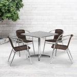 Flash Furniture Lila Square Aluminum Indoor-Outdoor Table Set, 27-1/2inH x 31-1/2inW x 31-1/2inD, Dark Brown