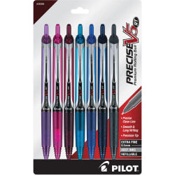 Pilot PRECISE V5 RT Premium Rolling Ball Pens, Pack Of 7, Extra Fine Point, 0.5 mm, Assorted Colors