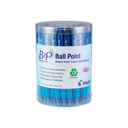 B2P Ballpoint Retractable Pens, Box Of 36, Medium Point, Black/Blue Barrel, Black/Blue Ink