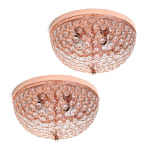 Lalia Home Crystal Glam 2-Light Ceiling Flush-Mount Lights, Rose Gold/Crystal, Pack Of 2 Lights