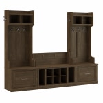 Bush Furniture Woodland 40inW Entryway Storage Set With Hall Trees And Shoe Bench With Drawers, Ash Brown, Standard Delivery