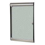 Ghent Silhouette 1-Door Enclosed Bulletin Board, Vinyl, 42-1/8in x 27-3/4in, Silver, Satin Black Aluminum Frame