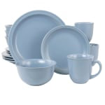 Gibson Home 16-Piece Siam Stoneware Dinnerware Set, Blue