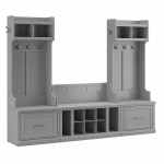 Bush Furniture Woodland 40inW Entryway Storage Set With Hall Trees And Shoe Bench With Drawers, Cape Cod Gray, Standard Delivery