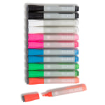 U Brands Liquid Glass Dry-Erase Markers, Bullet Tip, Medium Point, Gray Barrel, Assorted Ink Colors, Pack Of 12 Markers