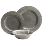 Gibson Studio California Mauna 12-Piece Dinnerware Set, Gray Crackle