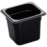 Cambro H-Pan High-Heat GN 1/6 Food Pans, 6inH x 6-3/8inW x 6-15/16inD, Black, Pack Of 6 Pans