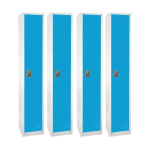 Alpine AdirOffice 1-Tier Steel Lockers, 72inH x 12inW x 12inD, Blue, Pack Of 4 Lockers