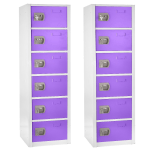 Alpine 6-Tier Steel Lockers, 72inH x 12inW x 12inD, Purple, Pack Of 2 Lockers