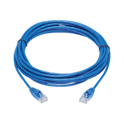 Tripp Lite Cat6a 10G Snagless Molded Slim UTP Network Patch Cable (M/M), Blue, 15 ft. - First End: 1 x RJ-45 Male Network - Second End: 1 x RJ-45 Male Network - 10 Gbit/s - Patch Cable - Gold Plated Contact - 28 AWG - Blue