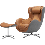 Nouhaus Classic Leather Massage Chair With Ottoman, Caramel