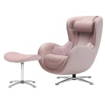 Nouhaus Classic Leather Massage Chair With Ottoman, Pale Rose