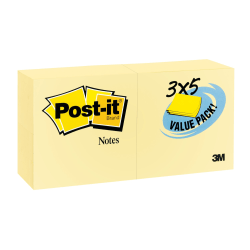 Post-it Notes, 3in x 5in, Canary Yellow, Pack Of 24 Pads