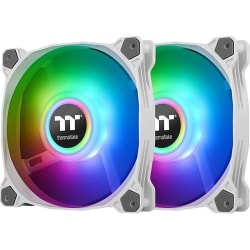 Thermaltake Pure Duo 14 ARGB Sync Radiator Fan (2-Fan Pack)-White - 2 Pack - 5.51in Maximum Fan Diameter - 615.1 gal/min Maximum Airflow - 1500 rpm - 33.5 dB(A) Noise - Hydraulic Bearing - ARGB LED - Rubber - 2 pc(s) - 4.6 Year Life