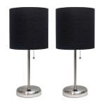 LimeLights Stick Lamps, 19-1/2inH, Black Shade/Brushed Steel Base, Set Of 2 Lamps