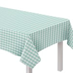 Amscan Gingham Fabric Tablecloth, 60in x 104in, Green