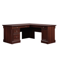 South Shore Helsy 78inW L-Shaped Computer Desk, Natural Walnut