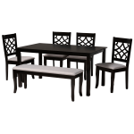 Baxton Studio Dori Dining Set, 37-7/16inH x 29-1/8inW x 59-1/16inD, Gray/Dark Brown