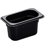 Cambro H-Pan High-Heat GN 1/9 Food Pans, 4inH x 4-1/4inW x 6-15/16inD, Black, Pack Of 6 Pans