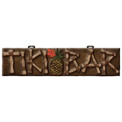 Amscan Summer Tiki Bar Vac Form Signs, 10in x 41in, Brown, Pack Of 2 Signs