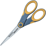 Westcott Titanium Bonded Non-Stick Scissors, 7in, Pointed, Gray/Yellow