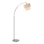 Adesso Gala Arc Floor Lamp, 71inH, White Shade/Silver Base