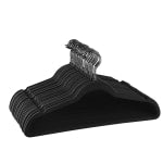 Elama Home Velvet Slim Profile Heavy-Duty Felt Hangers With Swivel Hooks, Black, Pack Of 30 Hangers