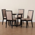 Baxton Studio Ana Modern 5-Piece Dining Set, Beige/Dark Brown