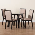 Baxton Studio Nia Modern 5-Piece Dining Set, Beige/Dark Brown