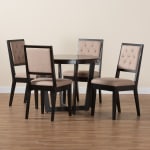 Baxton Studio Kala Modern 5-Piece Dining Set, Beige/Dark Brown