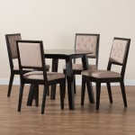 Baxton Studio Alani Modern 5-Piece Dining Set, Beige/Dark Brown