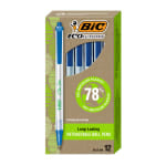 BIC Clic Stic Retractable Ball Pens, Pack Of 12, Medium Point, Clear Barrel, Blue Ink