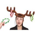 Amscan Christmas Inflatable Reindeer Hat Ring Toss Game, 24in x 5in, Brown