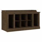 Bush Furniture Woodland 40inW Shoe Storage Bench with Shelves, Ash Brown, Standard Delivery