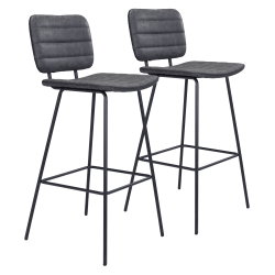 LumiSource Fuji Contemporary Counter Stools, Gray/Silver, Set Of 2 Stools