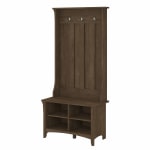 Bush Furniture Salinas Hall Tree with Shoe Storage Bench, Ash Brown, Standard Delivery