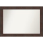 Amanti Art Non-Beveled Rectangle Framed Bathroom Wall Mirror, 29in x 41in, Wildwood Brown