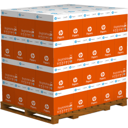 HP Copy Paper, White, Letter (8.5in x 11in), 160000 Sheets Per Pallet, 24 Lb, 100 Brightness, Case Of 5 Reams