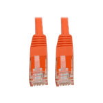 Tripp Lite Cat6 Cat5e Gigabit Molded Patch Cable RJ45 M/M 550MHz Orange 50ft 50ft - 128 MB/s - Patch Cable - 50 ft - 1 x RJ-45 Male Network - 1 x RJ-45 Male Network - Gold Plated Contact - Orange