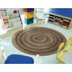 Joy Carpets Feeling Natural Kids Round Area Rug, 7-29/50ft x 7-29/50ft, Walnut