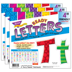 TREND Ready Letters, 4in, Friendly Combo, Patchwork Furry Friends, Set Of 3 Packs