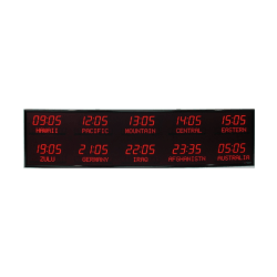 BRG Precision Products 6610L World Time Zone LED Digital Clock, 8 1/4inH x 99 1/4inW x 2 1/4inD, Black