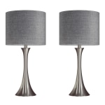 LumiSource Lenuxe Contemporary Table Lamps, 24-1/4inH, Gray Shade/Brushed Nickel Base, Set Of 2 Lamps