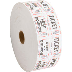 Amscan Double Ticket Roll, 6-1/2inH x 6-1/2inW x 2inD, Green, 2,000 Tickets Per Roll