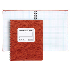 Roaring Spring 5x5 Graph Ruled Spiral Lab Notebook, Brown Kraft Cover, 8.5in x 11in 80 Sheets, Green Paper