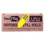 Redi-Tag Sign Here Arrow Flags Dispenser Refills - 720 x Yellow - 1.88in x 0.56in - "SIGN HERE" - Yellow - Removable, Self-adhesive - 6 / Box