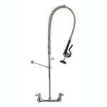 T&S Brass Wall Mount Pre-Rinse With 8in Centers, Stainless