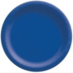 Amscan Round Paper Plates, Bright Royal Blue, 6-3/4in, 50 Plates Per Pack, Case Of 4 Packs