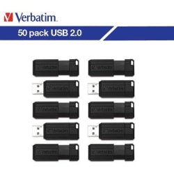 Verbatim PinStripe USB Flash Drive, 32GB, Black, Pack Of 50